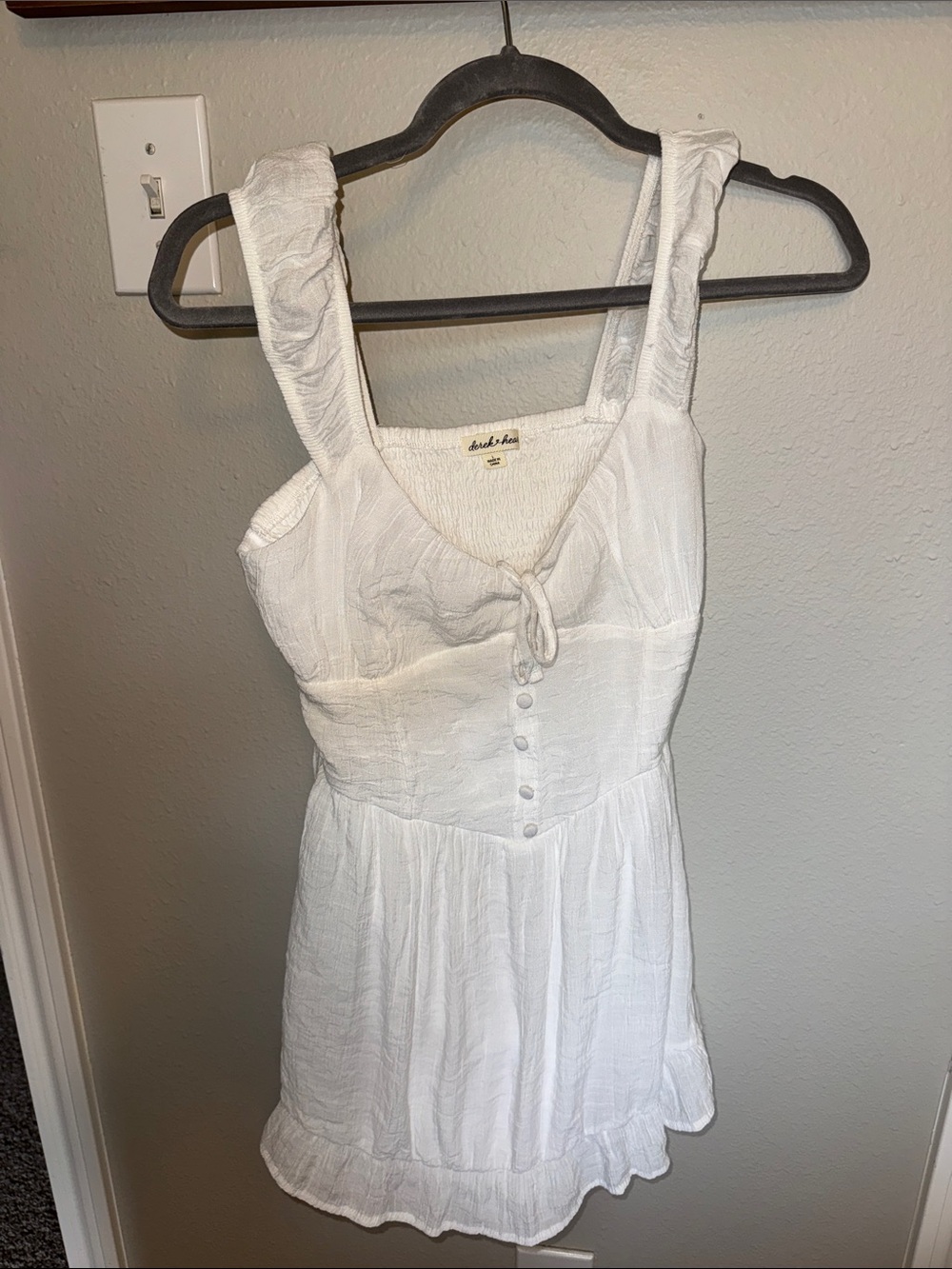 Derek Heart White Mini Dress with Button Front